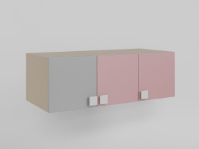 Антресоль на шкаф 3-х створчатый (Розовый/Серый/корпус Клен) в Алдане - aldan.katalogmebeli.com | фото