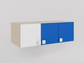 Антресоль на шкаф 3-х створчатый Скай люкс (Синий/Белый/корпус Клен) в Алдане - aldan.katalogmebeli.com | фото