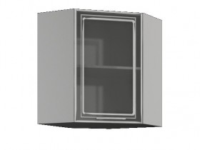 Бетон ШВУС 550*550 Шкаф верхний угловой с одной дверцей со стеклом в Алдане - aldan.katalogmebeli.com | фото