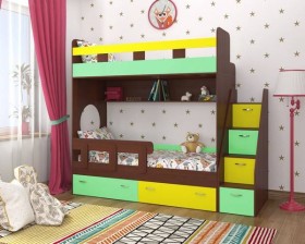 Детская двухъярусная кровать Юниор-1 Белый/Синий Распродажа в Алдане - aldan.katalogmebeli.com | фото 4