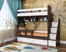 Детская двухъярусная кровать Юниор-1 Белый/Синий Распродажа в Алдане - aldan.katalogmebeli.com | фото 8