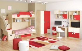 Детская комната Бэрри (Бежевый/Красный/корпус Клен) в Алдане - aldan.katalogmebeli.com | фото 2
