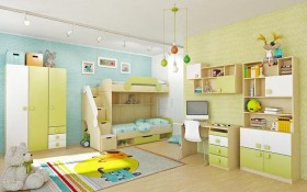 Детская комната Эппл (Зеленый/Белый/корпус Клен) в Алдане - aldan.katalogmebeli.com | фото 3