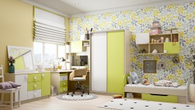 Детская комната Эппл (Зеленый/Белый/корпус Клен) в Алдане - aldan.katalogmebeli.com | фото 1