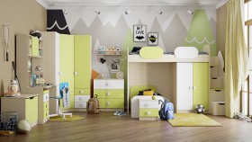Детская комната Эппл (Зеленый/Белый/корпус Клен) в Алдане - aldan.katalogmebeli.com | фото 13