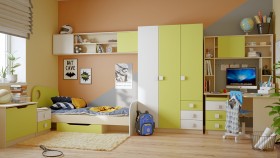 Детская комната Эппл (Зеленый/Белый/корпус Клен) в Алдане - aldan.katalogmebeli.com | фото 11