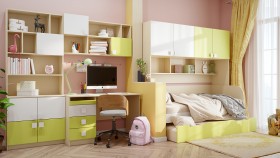 Детская комната Эппл (Зеленый/Белый/корпус Клен) в Алдане - aldan.katalogmebeli.com | фото 12