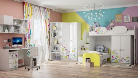 Детская комната Флер (Белый/корпус Выбеленное дерево) в Алдане - aldan.katalogmebeli.com | фото 3