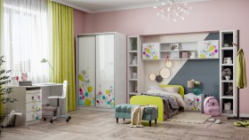 Детская комната Флер (Белый/корпус Выбеленное дерево) в Алдане - aldan.katalogmebeli.com | фото