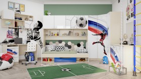 Детская комната Футбол ЧМ (Белый/Синий/корпус Клен) в Алдане - aldan.katalogmebeli.com | фото 2