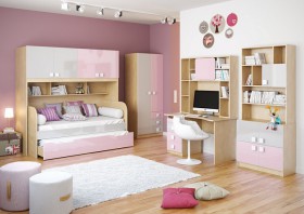 Детская комната Грэйси (Розовый/Серый/корпус Клен) в Алдане - aldan.katalogmebeli.com | фото 2