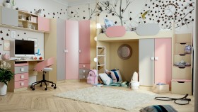 Детская комната Грэйси (Розовый/Серый/корпус Клен) в Алдане - aldan.katalogmebeli.com | фото
