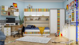 Детская комната Клаксон без машинок (Белый/корпус Клен) в Алдане - aldan.katalogmebeli.com | фото 5