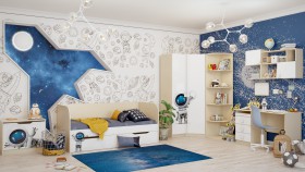 Детская комната Санни (Белый/корпус Клен) в Алдане - aldan.katalogmebeli.com | фото 2