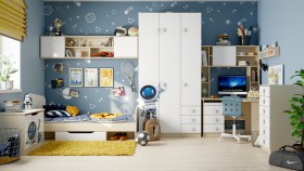 Детская комната Санни (Белый/корпус Клен) в Алдане - aldan.katalogmebeli.com | фото