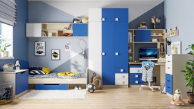 Детская комната Скай (Синий/Белый/корпус Клен) в Алдане - aldan.katalogmebeli.com | фото