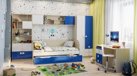 Детская комната Скай Люкс (Синий/Белый/корпус Клен) в Алдане - aldan.katalogmebeli.com | фото 1