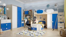 Детская комната Скай Люкс (Синий/Белый/корпус Клен) в Алдане - aldan.katalogmebeli.com | фото 5