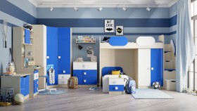 Детская комната Скай Люкс (Синий/Белый/корпус Клен) в Алдане - aldan.katalogmebeli.com | фото 7