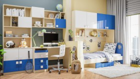 Детская комната Скай Люкс (Синий/Белый/корпус Клен) в Алдане - aldan.katalogmebeli.com | фото 9