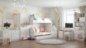 Детская комната Совушки (Белый/корпус Выбеленное дерево) в Алдане - aldan.katalogmebeli.com | фото 3