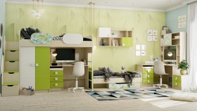 Детская комната Твит (Белый/Зеленый/корпус Клен) в Алдане - aldan.katalogmebeli.com | фото 8