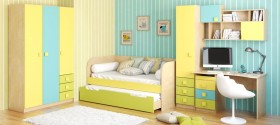 Диван-кровать Смайли (Желтый/Зеленый/корпус Клен) в Алдане - aldan.katalogmebeli.com | фото 2