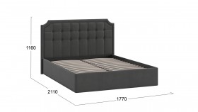 Двуспальная кровать без ПМ «Анабель» Велюр/Графит 1600 в Алдане - aldan.katalogmebeli.com | фото 3