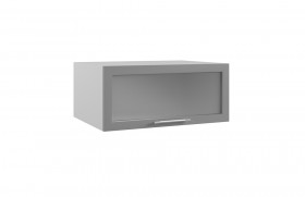 Гарда ГПГС 800 шкаф верхний горизонтальный глубокий со стеклом (Ваниль/корпус Серый) в Алдане - aldan.katalogmebeli.com | фото