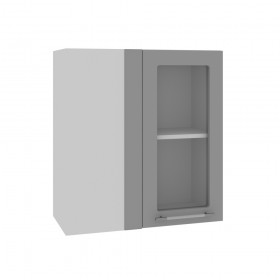 Гарда ПУС 650 шкаф верхний угловой со стеклом (Ваниль/корпус Серый) в Алдане - aldan.katalogmebeli.com | фото