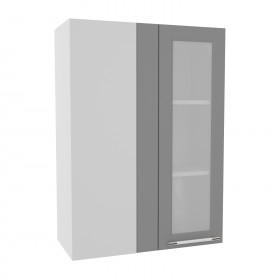 Гарда ВПУС 650 шкаф верхний угловой со стеклом высокий (Ваниль/корпус Серый) в Алдане - aldan.katalogmebeli.com | фото