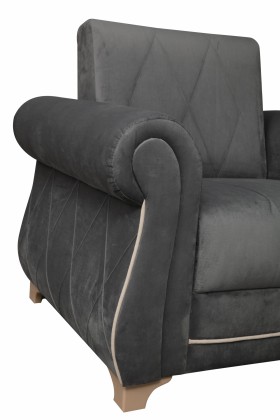 Кресло для отдыха "Порто" (велюр графит / микровельвет крем) в Алдане - aldan.katalogmebeli.com | фото 7