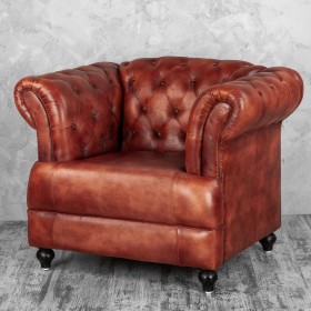 Кресло кожаное Лофт Честер-Нью (Коричневый) в Алдане - aldan.katalogmebeli.com | фото