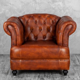 Кресло кожаное Лофт Честер-Нью (Коричневый, Рыжий) в Алдане - aldan.katalogmebeli.com | фото 7