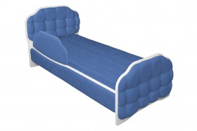 Кровать 160 Атлет 29 Синий (мягкий бортик) в Алдане - aldan.katalogmebeli.com | фото