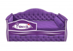 Кровать 160 серии Иллюзия 2 ящика 32 Фиолетовый (мягкие боковые накладки/подушка валик) в Алдане - aldan.katalogmebeli.com | фото