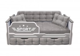 Кровать 160 серии Спорт 2 ящика 45 Серый (подушки) в Алдане - aldan.katalogmebeli.com | фото
