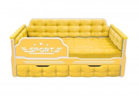 Кровать 160 серии Спорт 2 ящика 74 Жёлтый (мягкие боковые накладки) в Алдане - aldan.katalogmebeli.com | фото