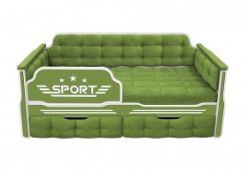 Кровать 160 серии Спорт 2 ящика 76 Зелёный (мягкие боковые накладки) в Алдане - aldan.katalogmebeli.com | фото 1