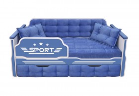 Кровать 160 серии Спорт 2 ящика 85 Синий (подушки) в Алдане - aldan.katalogmebeli.com | фото