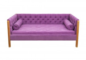 Кровать 180 серии Леди  32 Фиолетовый (подушка валик) в Алдане - aldan.katalogmebeli.com | фото