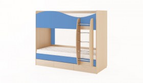 Кровать 2-х ярусная с ящиками (Беленый дуб/Синий) в Алдане - aldan.katalogmebeli.com | фото 4