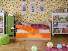 Кровать Бабочки 1,6м (Оранжевый металлик) в Алдане - aldan.katalogmebeli.com | фото