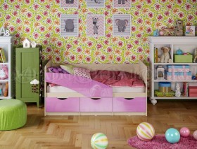 Кровать Бабочки 1,6м (Сиреневый металлик) в Алдане - aldan.katalogmebeli.com | фото