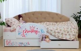 Кровать детская Эльза с бортиком Принцесса Белый/Бежевый в Алдане - aldan.katalogmebeli.com | фото
