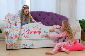 Кровать детская Эльза с бортиком Принцесса Белый/Фиолетовый в Алдане - aldan.katalogmebeli.com | фото
