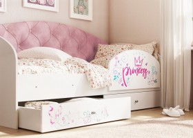 Кровать детская Эльза с бортиком Принцесса Белый/Розовый в Алдане - aldan.katalogmebeli.com | фото