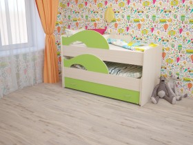 Кровать детская Радуга 1600 Млечный дуб/Салатовый в Алдане - aldan.katalogmebeli.com | фото 1