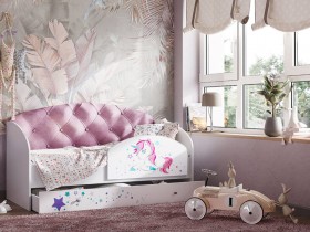 Кровать детская Звездочка Белый/Розовый в Алдане - aldan.katalogmebeli.com | фото