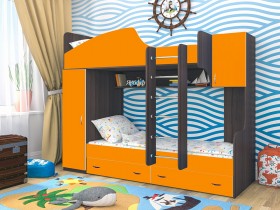 Кровать двухъярусная Юниор-2 Бодего/Оранжевый в Алдане - aldan.katalogmebeli.com | фото